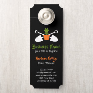 Modern Black and Lime Green Landscaping Door Hanger