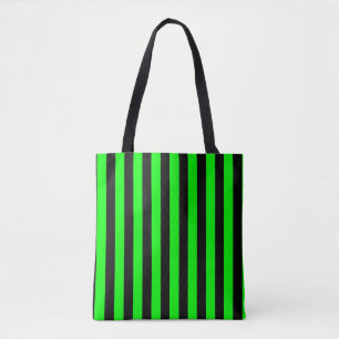 Modern Black and Lime Green Stripe Pattern Tote Bag