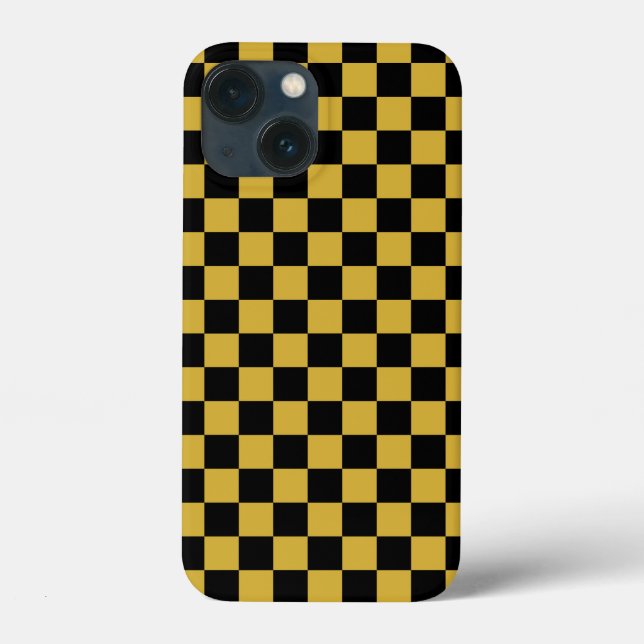 Modern Black and Metallic Gold Square Box Pattern Case-Mate iPhone Case (Back)