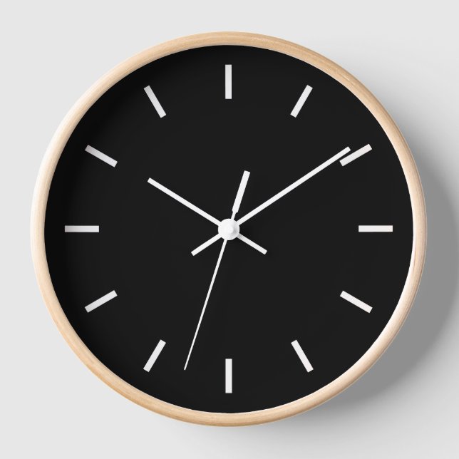 Modern Black and Natural Wood Clock (Front)