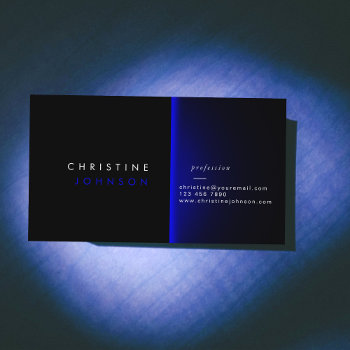 Modern Black And Neon Blue Design Business Card by amoredesign at Zazzle
