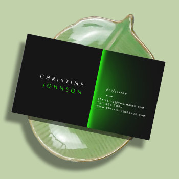 Modern Black And Neon Green Design Business Card by amoredesign at Zazzle