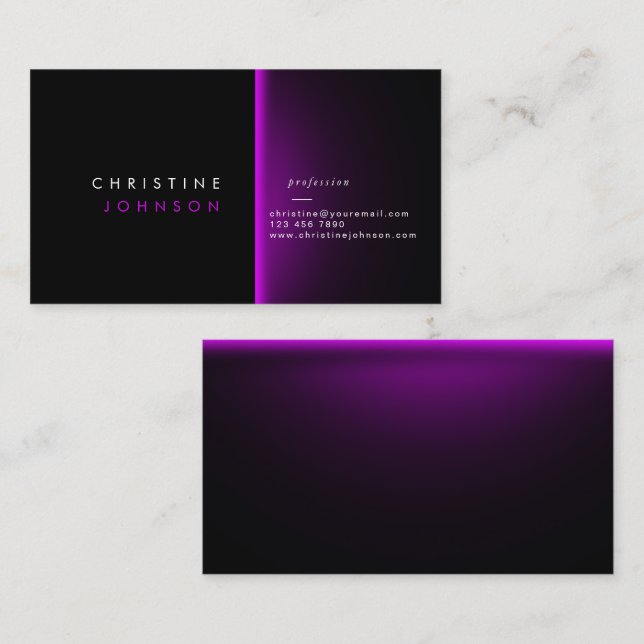 modern black and neon purple design business card (Front/Back)