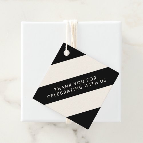 Modern Black and Off_White Stripes Guest Thank You Favor Tags