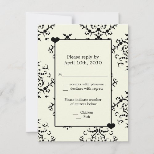 Modern Black and Off White Wedding RSVP Cards