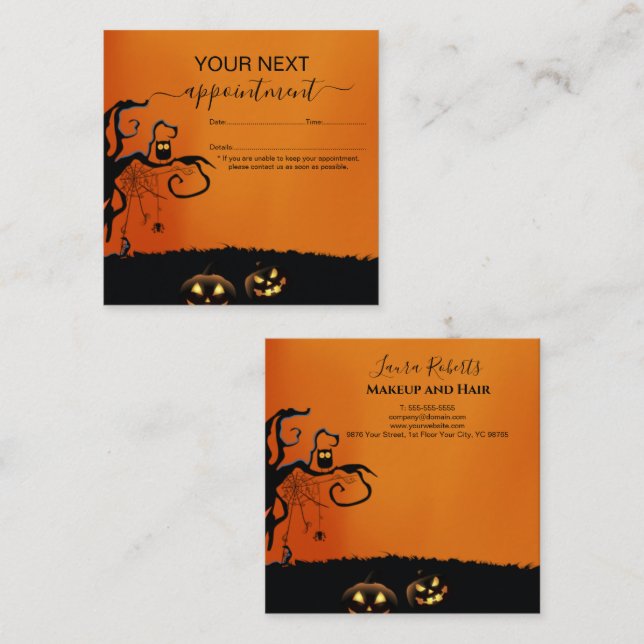 Modern Black and Orange Halloween  Appointment Card (Front/Back)