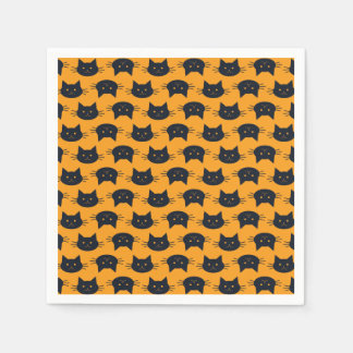 Modern Black and Orange Halloween Cats Napkins