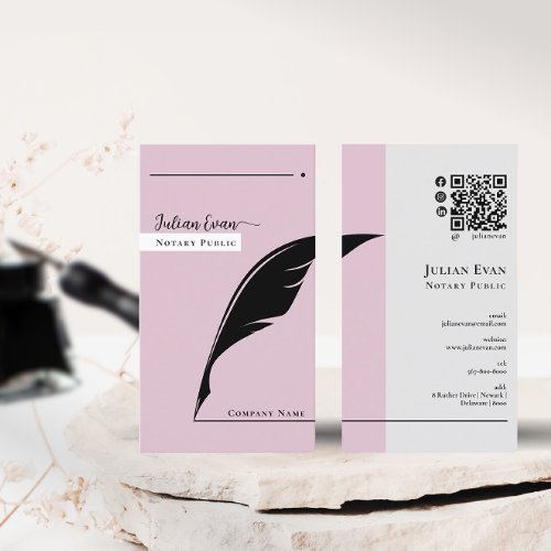 Modern Black and pink Notary Public  Business Card