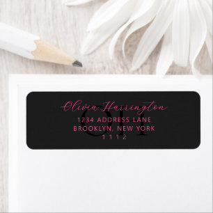 Modern Black and Pink Script Classic Address Label