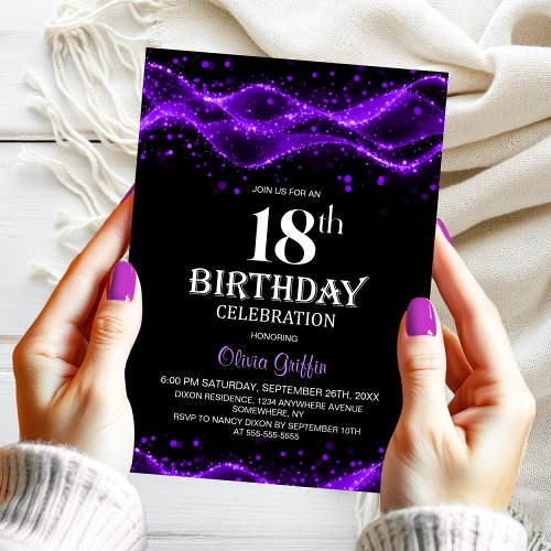 Modern Black and Purple 18th Birthday Party