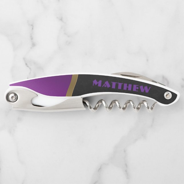 Modern Black and Purple Waiter's Corkscrew (Front)