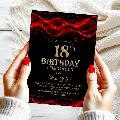 Modern Black and Red 18th Birthday Party