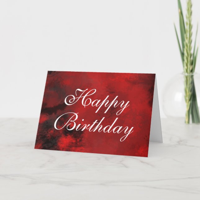 Modern Black and Red Abstract Happy Birthday Card (Front)