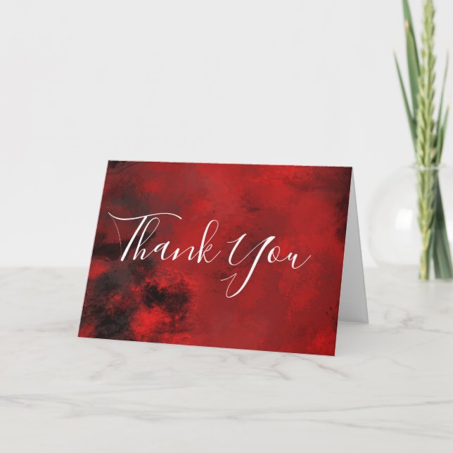 Modern Black and Red Abstract Thank You Card (Front)