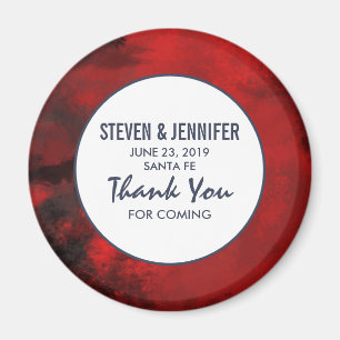 Modern Black and Red Artistic Abstract Wedding Magnet