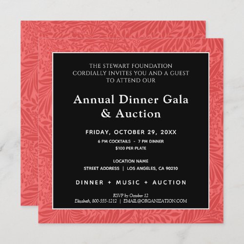 Modern Black and Red Business Dinner Gala Invitation