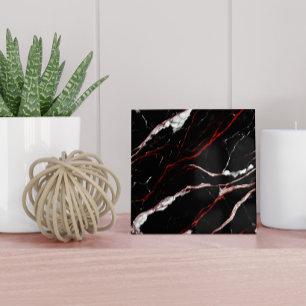 Modern Black and Red Faux Marble Pattern Ceramic Tile