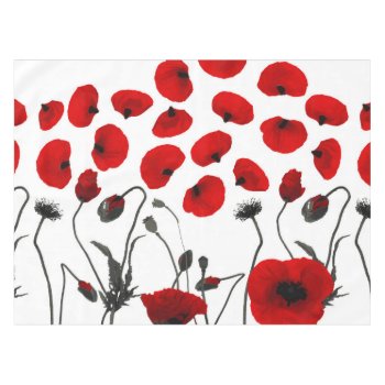 Modern Black And Red Flowers And Petals Tablecloth by BlackStrawberry_Co at Zazzle