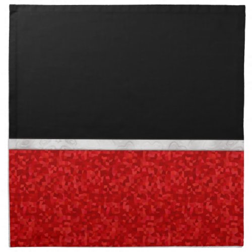 Modern Black and Red Geometric Pattern Cloth Napkin