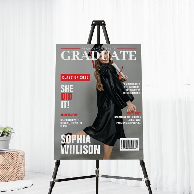 Modern black and red magazine photo graduation  foam board (Creator Uploaded)
