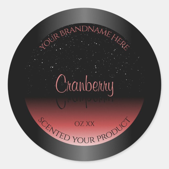Modern Black and Red Ombre Glitter Product Labels (Front)