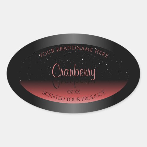 Modern Black and Red Ombre Glitter Product Labels