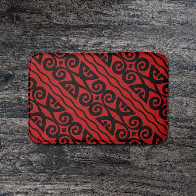 Modern Black And Red Pattern Bathroom Mat (Creator Uploaded)