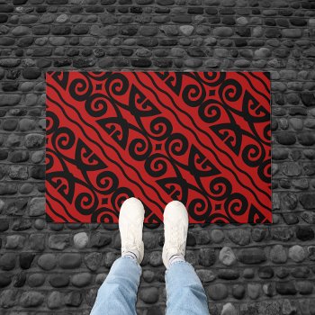 Modern Black And Red Pattern Doormat by machomedesigns at Zazzle