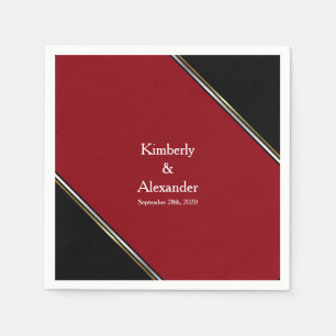 Modern Black and Red Wedding Napkins