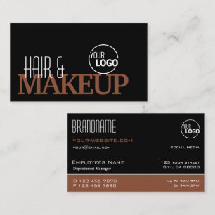 Modern Black and Reddish Brown Simple Stylish Logo Business Card