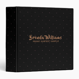 Modern Black And Rose Gold Dots Pattern 3 Ring Binder