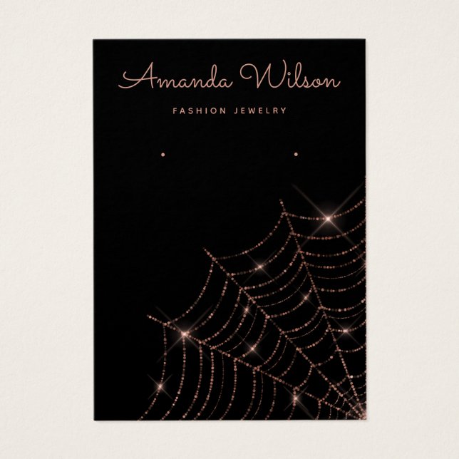 Modern Black and rose gold earring Display card  (Front)