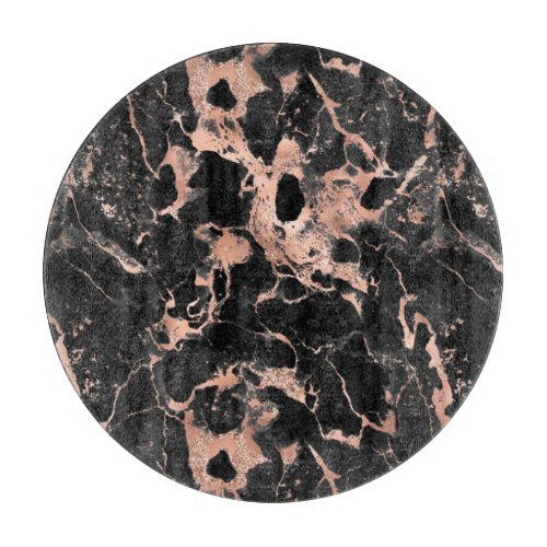 Modern Black and Rose Gold Marble Pattern Cutting Board