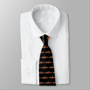 Modern Black and Rust Fisherman's Brown Trout Fish Neck Tie