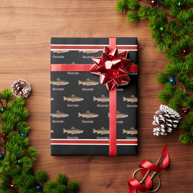 Modern Black and Rust Fisherman's gift Wrapping Paper (Holiday Gift)