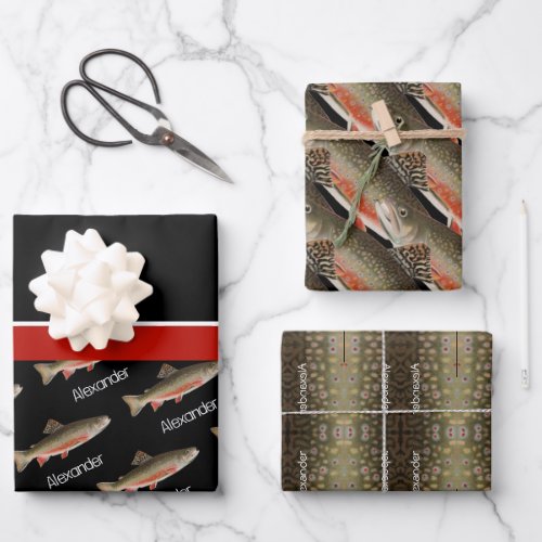 Modern Black and Rust Fishermans gift Wrapping Paper Sheets