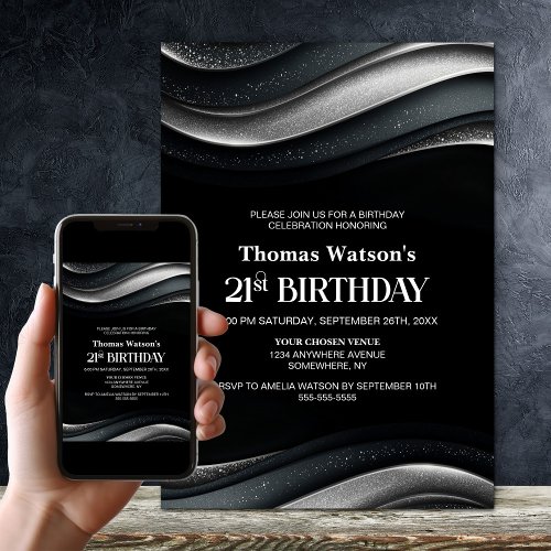 Modern Black and Silver 21st Birthday Party