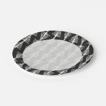 Modern Black And Silver Christmas Trees Pattern Paper Plates by InTrendPatterns at Zazzle