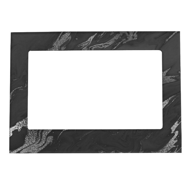 Modern Black and Silver Marble Pattern Magnetic Frame (Front)