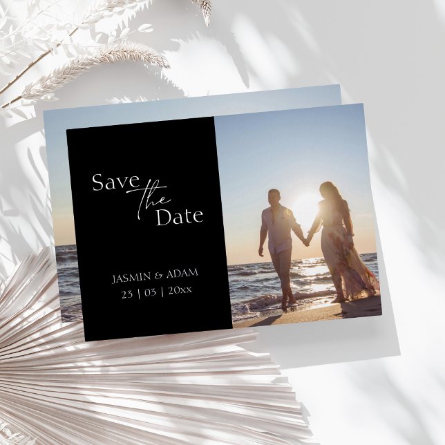 Modern Black and Silver Photo Save the Date Foil Invitation (Creator Uploaded)