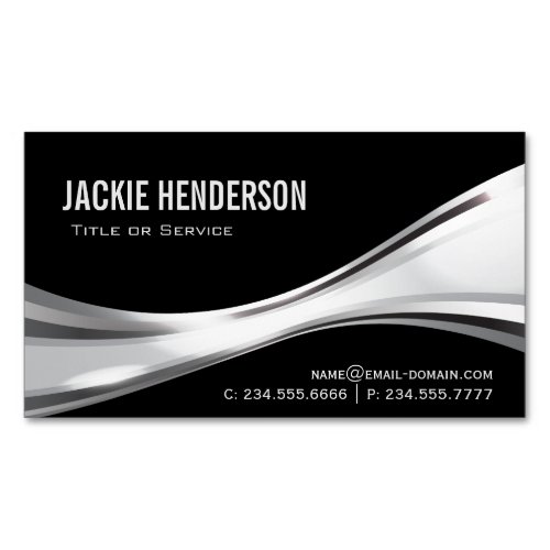 Modern Black and Silver Professional Stylish Business Card Magnet