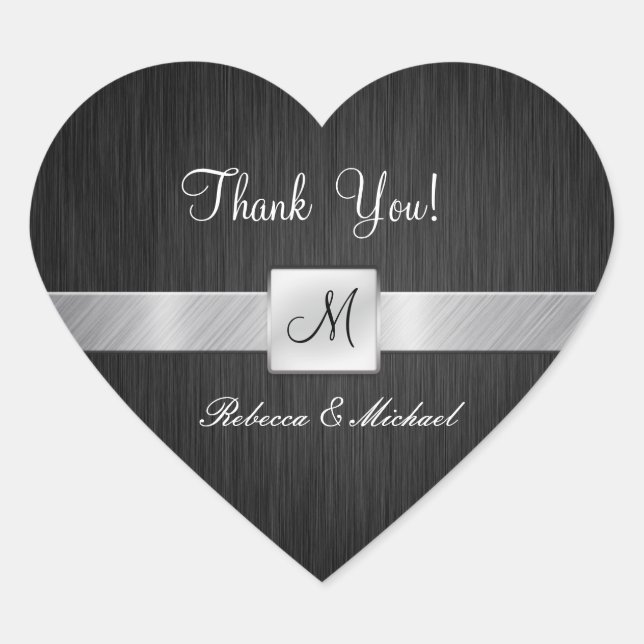 Modern Black and Silver Thank you sticker (Front)