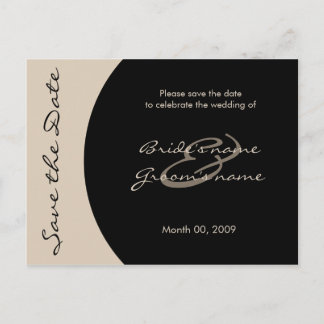 Modern Black and Taupe Save the Date Postcards