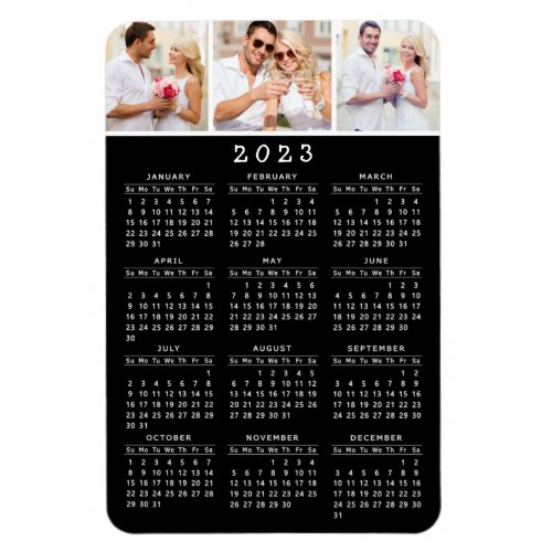 Modern Black and White 2023 Photo Calendar Magnet