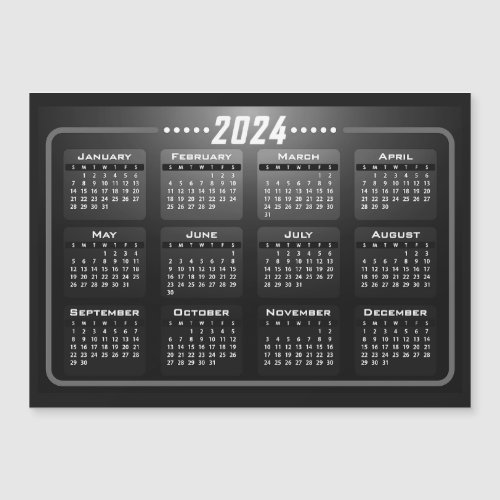 Modern Black and White 2024 Calendar Magnet