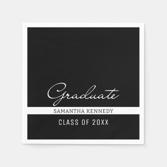 Modern Black and White 2025 Graduation   Napkins (Front)