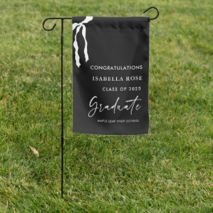 Modern Black and White 2025 Graduation Party Yard Garden Flag