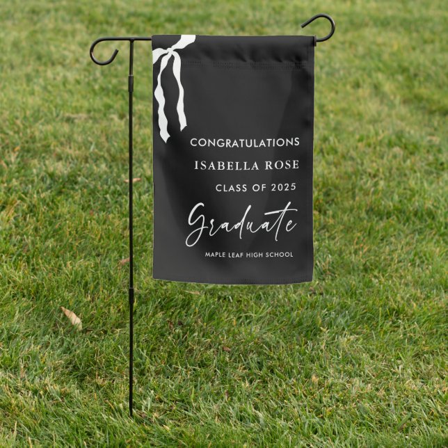 Modern Black and White 2025 Graduation Party Yard Garden Flag (In SItu)