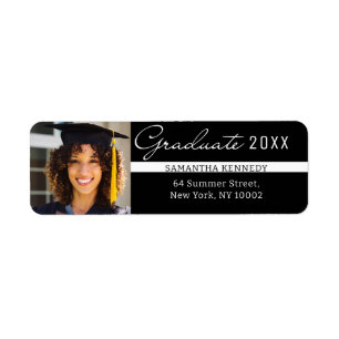 Modern Black and White 2025 Graduation Photo Label