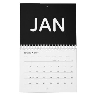Modern Black and White 2026 Calendar